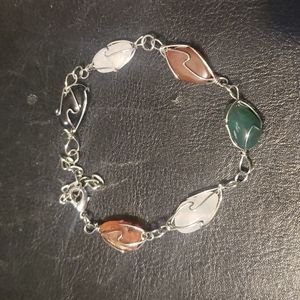 Stone & silver wire bracelet